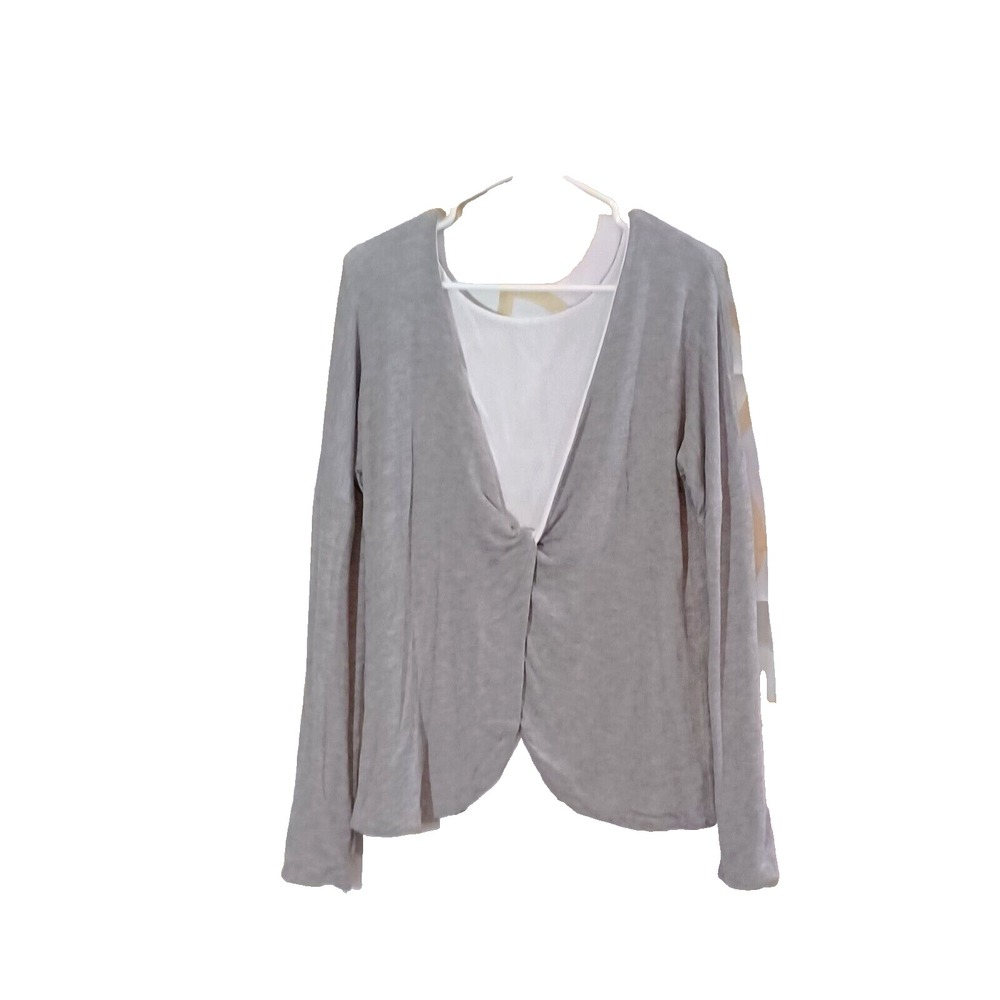 Sea Of Pearls Reversible Cardigan Women's Medium Gray White Sweater NWT $98